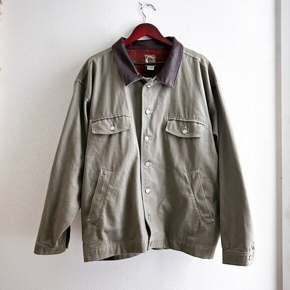 Marlboro Other - VINTAGE Marlboro Canvas Chore Work Field Barn Jacket w/Leather Collar